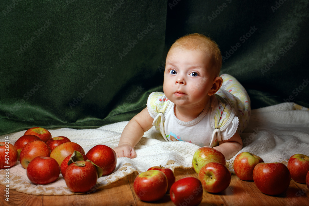 Baby and apple Baby and apple