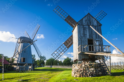 wooden windmill in Angla, Saaremaa island, Estonia photo