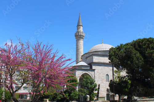 Canvas Print minaret of the mosque on the blue sky background