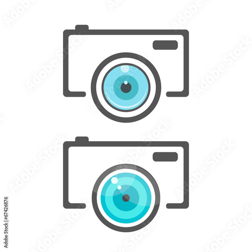 two camera icons with flat lense