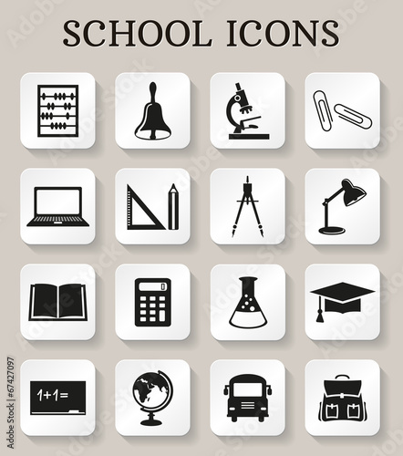 School and education icons. Vector set.