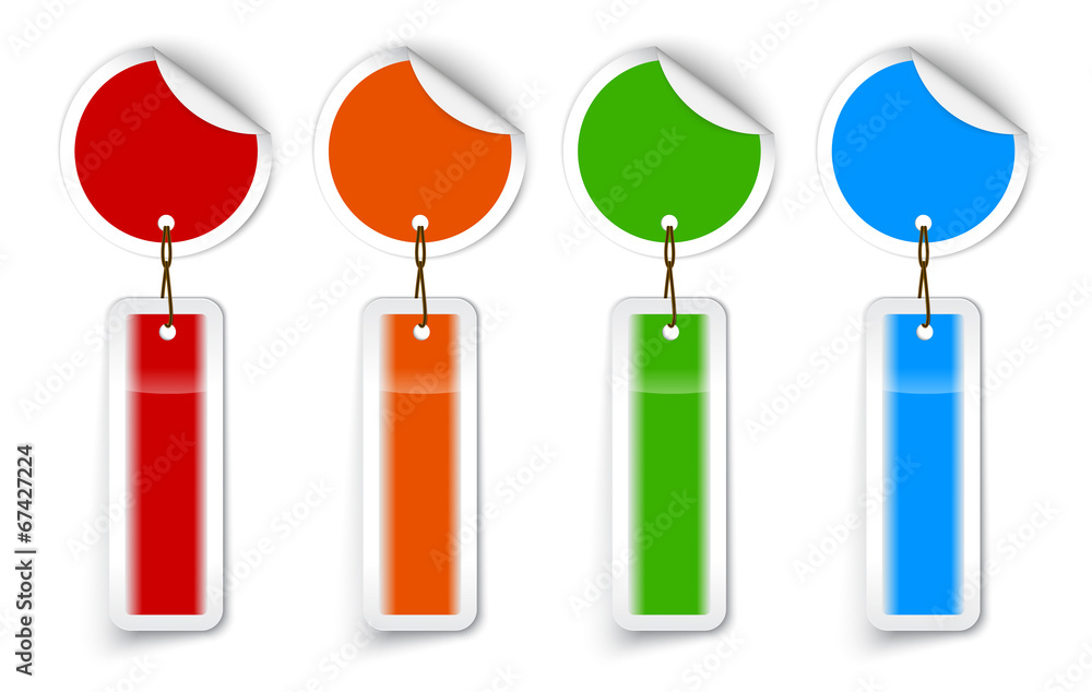 Sticker style empty sign with hanging labels Sticker style empty sign with hanging labels