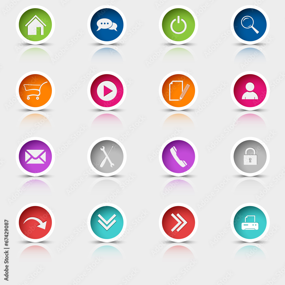 Colored set round web buttons Colored set round web buttons