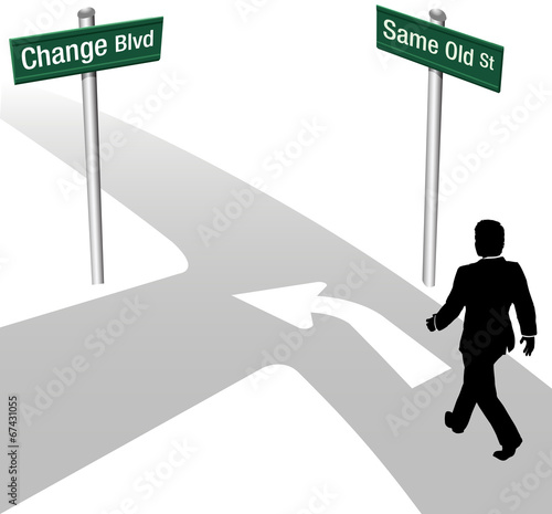 Business Man Decide Same or Change