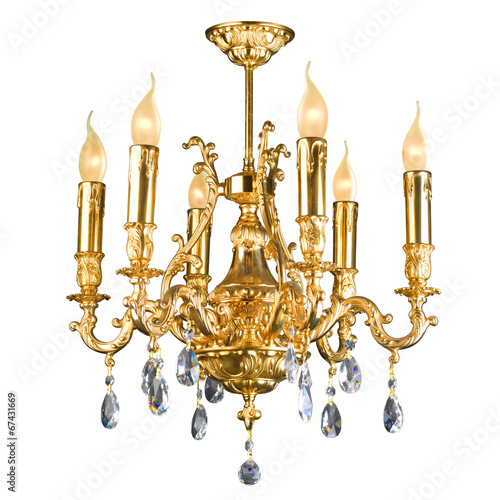 Vintage chandelier isolated on white with clipping path