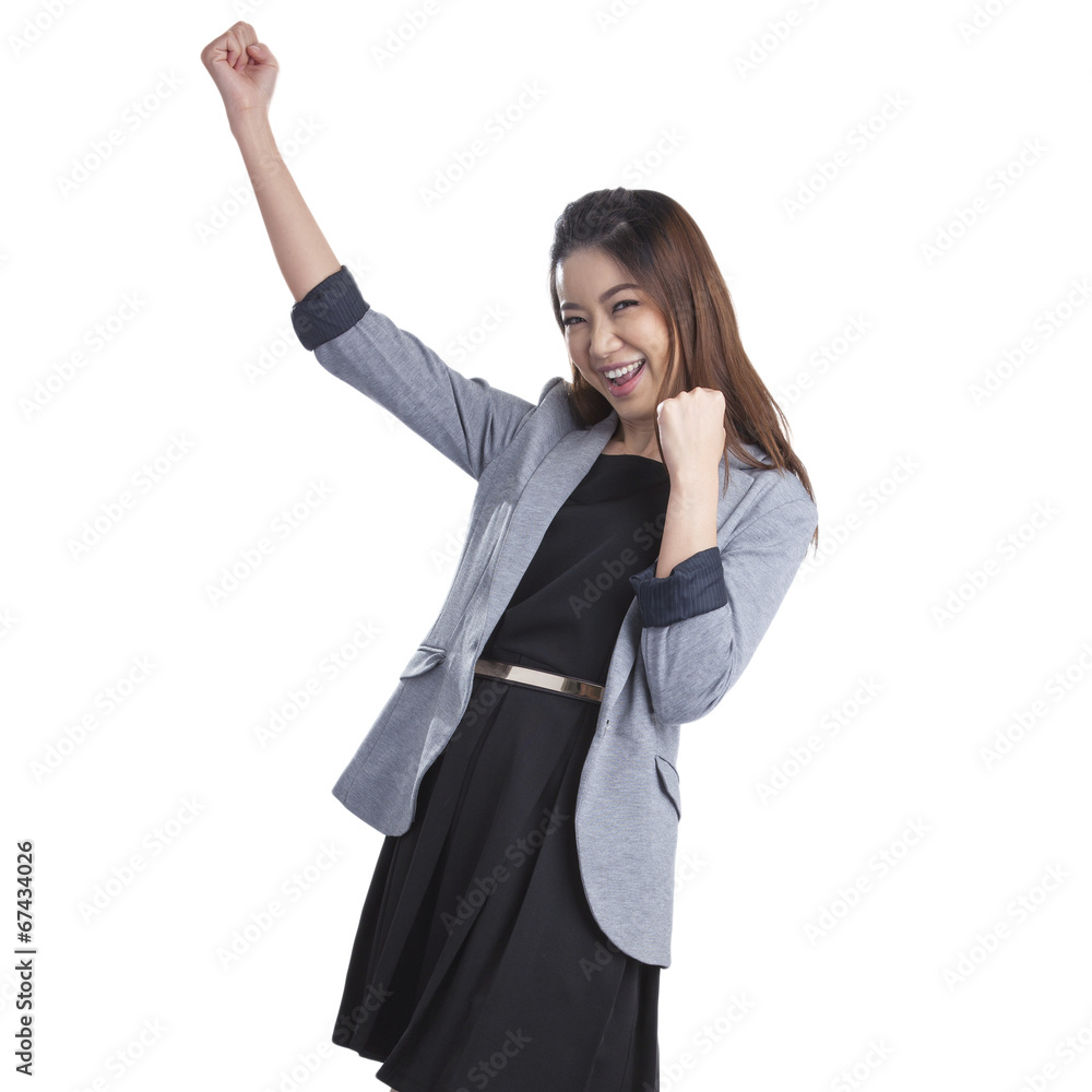 Young successful businesswoman celebrating Success Young successful businesswoman celebrating Success