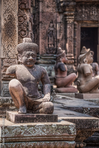 Giant Khmer Sculpture at Ankor Wat Temple, Unesco, Heritage, Cam