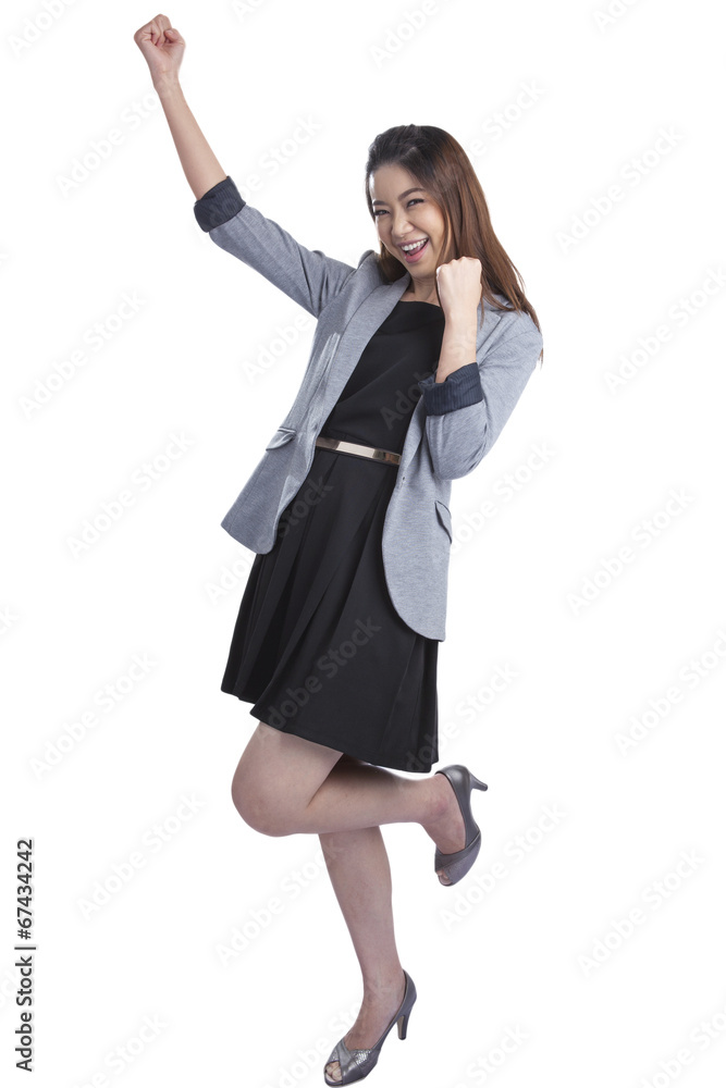 Young successful businesswoman celebrating Success Young successful businesswoman celebrating Success