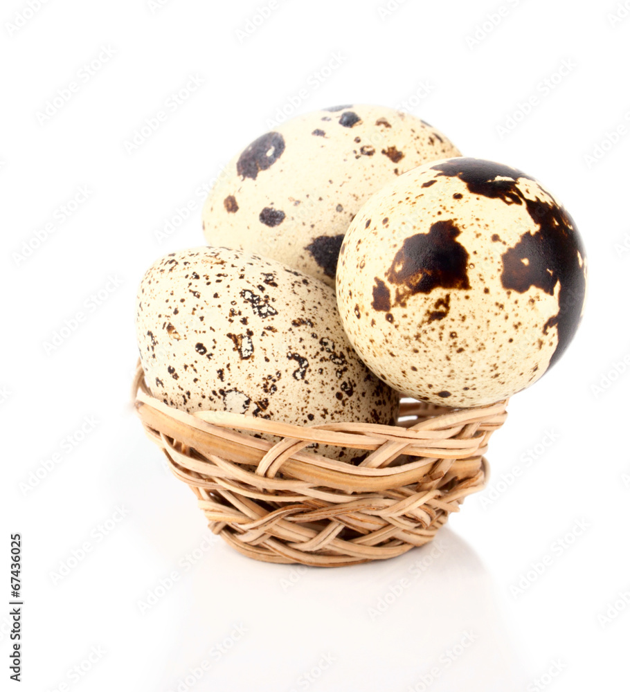 The qual's eggs in the wicker basket The qual's eggs in the wicker basket