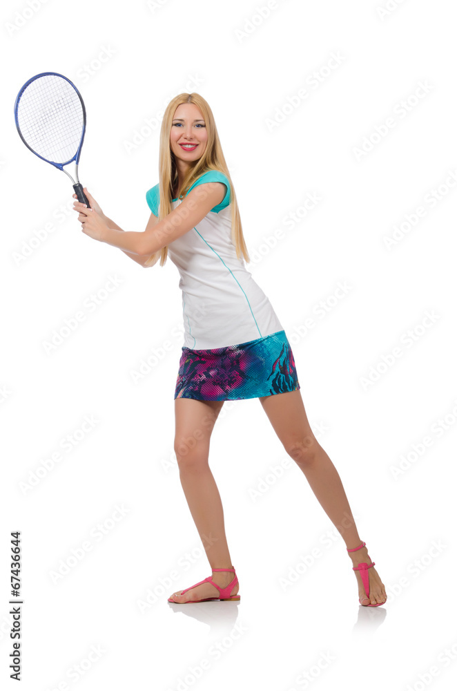 Tennis player isolated on white