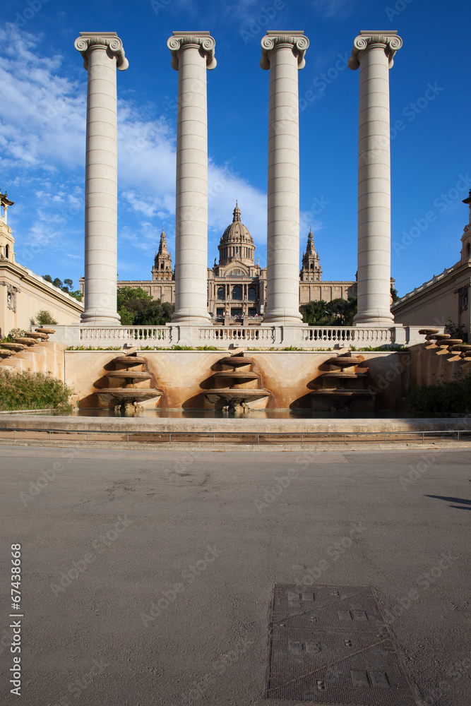 Ionic Columns and National Art Museum of Catalonia