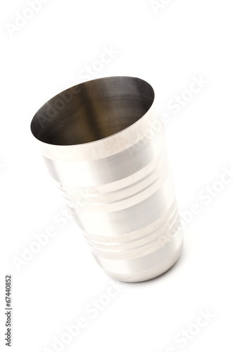 Stainless steel cup isolated white background