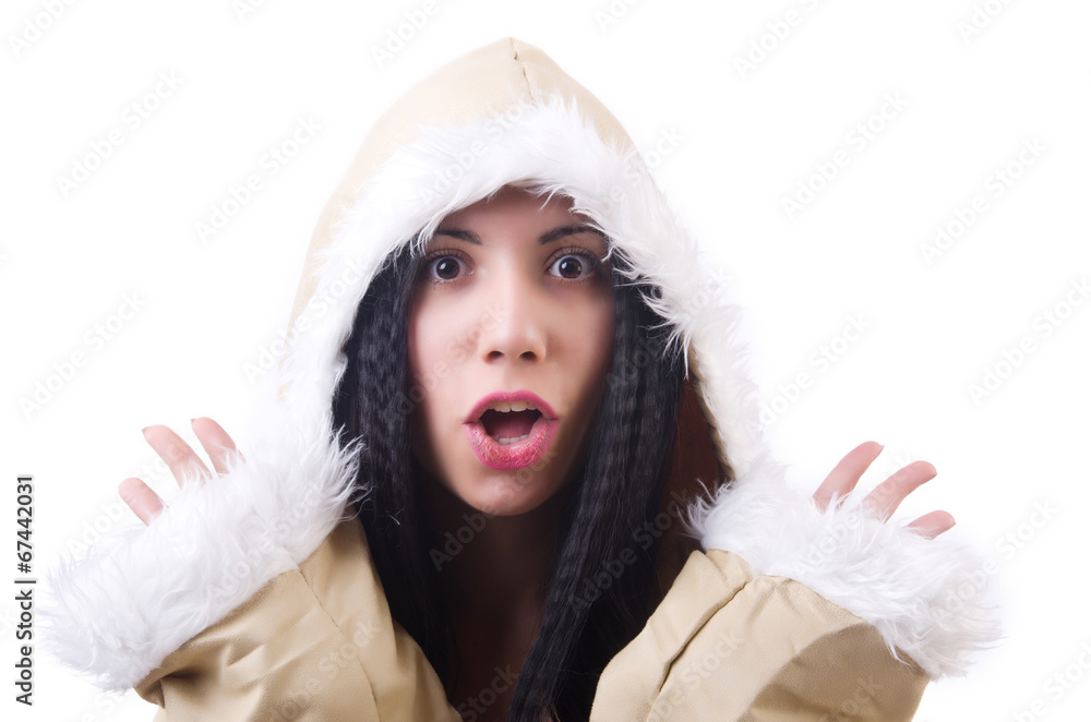 Woman eskimo isolated on white