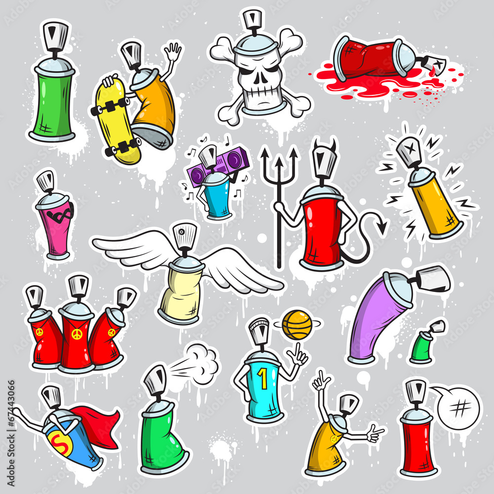 Graffiti characters icons set Graffiti characters icons set