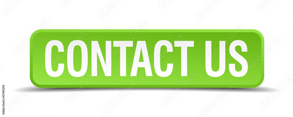Contact us green 3d realistic square isolated button Contact us green 3d realistic square isolated button