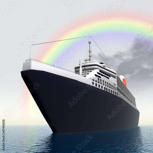 Ocean Liner with Rainbow
