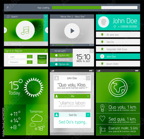 Ui flat web and mobile element