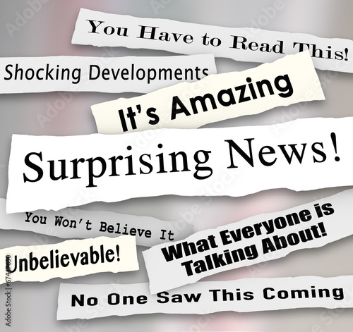 Fotografija Surprising News Shocking Unbelievable Headlines Ripped Torn News