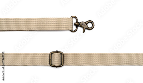 Close up of a belt with snap-hook isolated on a white background photo