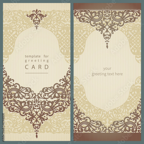 Vintage greeting cards with floral motifs in retro style.