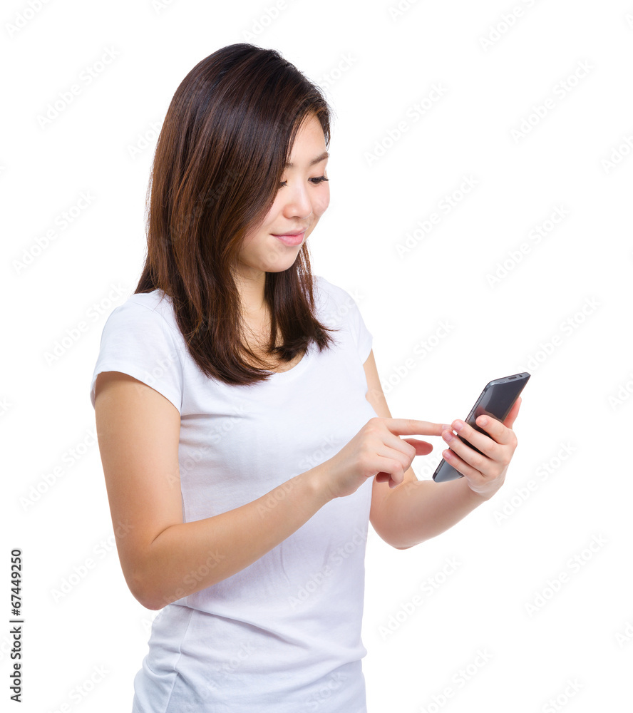 Asian woman look at mobile phone Asian woman look at mobile phone