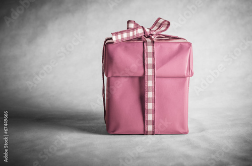 Pink Gift Box Tied with Bow photo