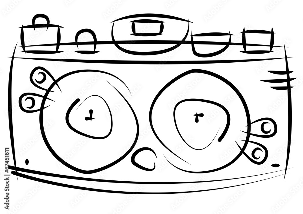 sketch retro camera isolated on white background sketch retro camera isolated on white background