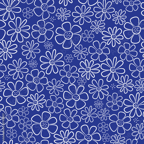 white chamomile flowers seamless pattern