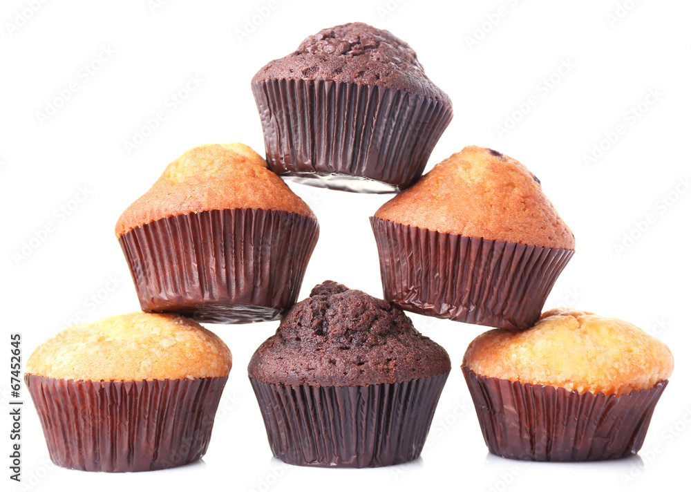 Tasty muffins isolated on white Tasty muffins isolated on white