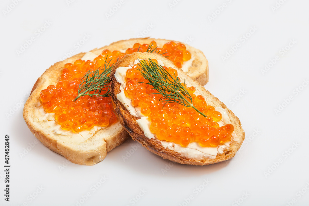 Red caviar sandwiches Red caviar sandwiches