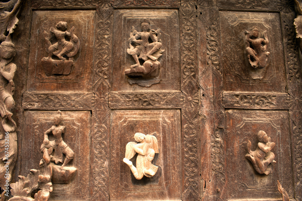 Wood carving at Shwenandaw Monastery in Mandalay,Myanmar. Wood carving at Shwenandaw Monastery in Mandalay,Myanmar.