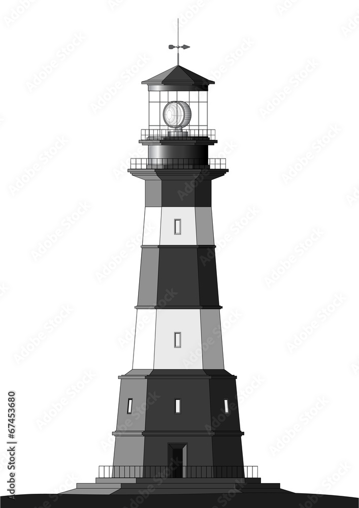 Detailed Lighthouse - isolated on white