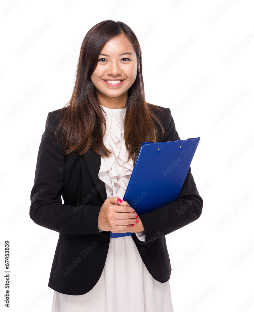 Asian business woman with clipboard Asian business woman with clipboard