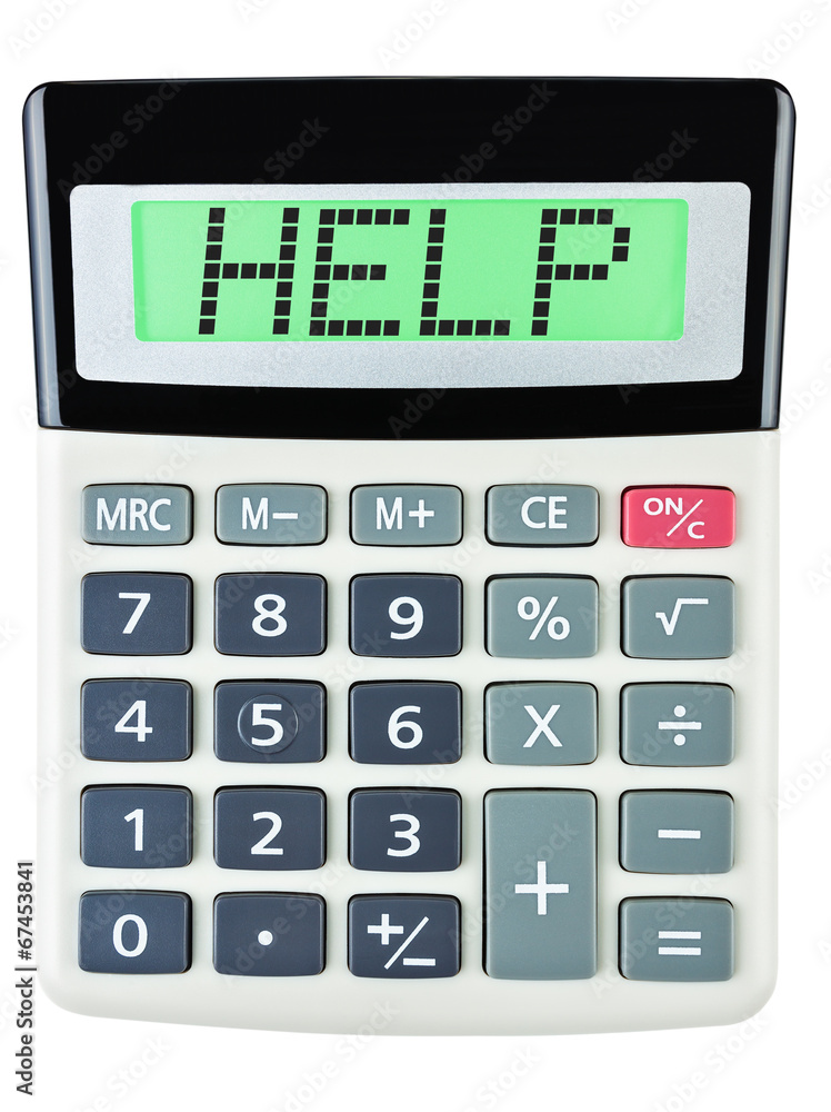 Calculator with HELP on display on white background Calculator with HELP on display on white background