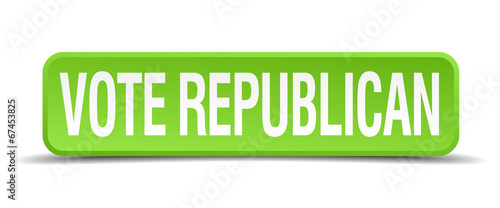 vote republican green 3d realistic square isolated button