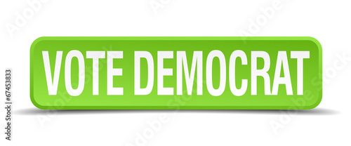 vote democrat green 3d realistic square isolated button