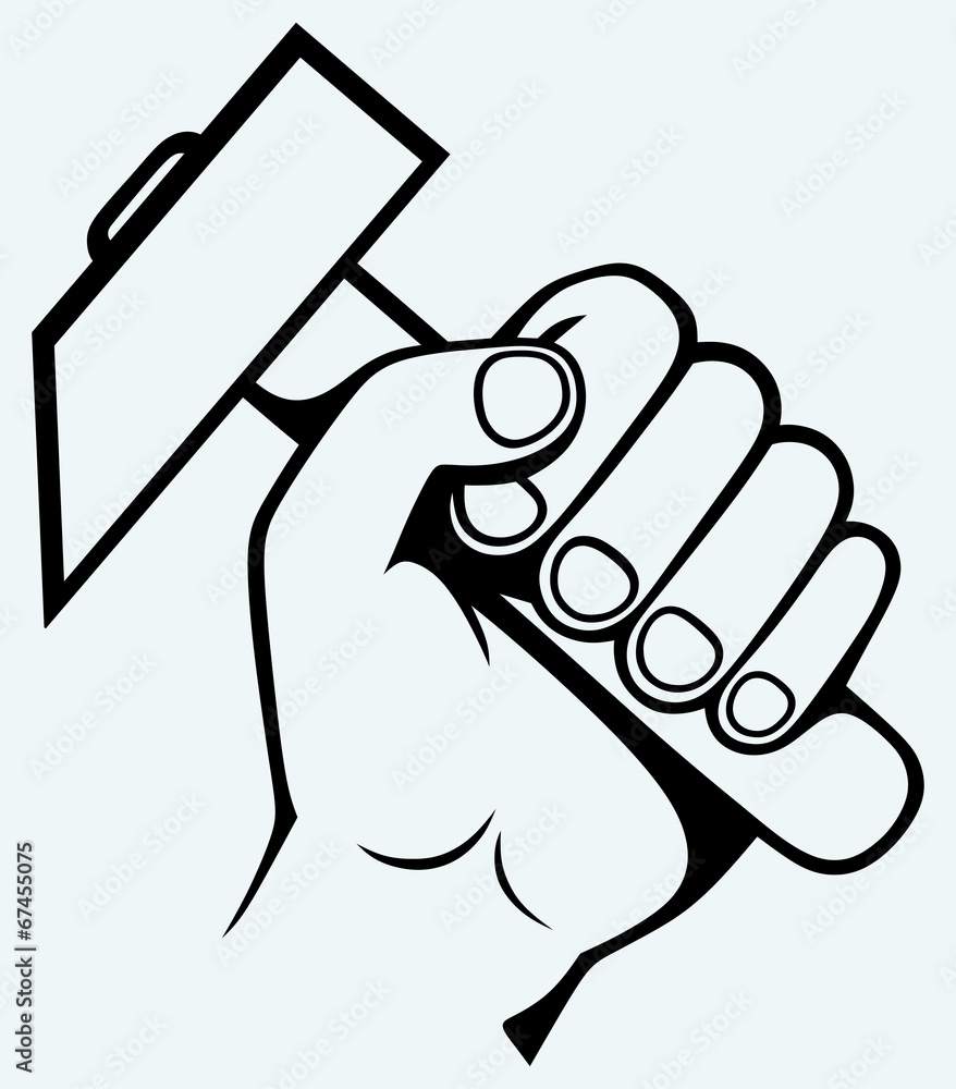 Hand holding hammer Hand holding hammer