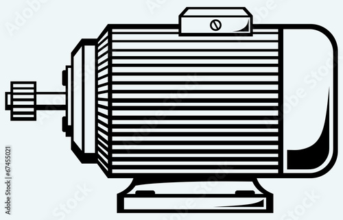 Electric motor. Image isolated on blue background