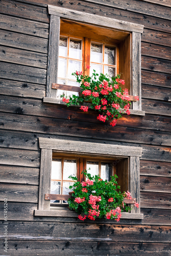 wooden houses in Fiesch - Switzerland