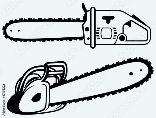 Chainsaw. Image isolated on blue background