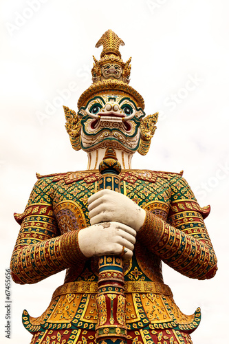 giant thai style statue on white background