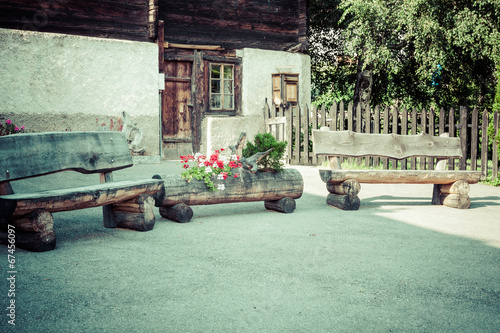 wooden houses in Fiesch - Switzerland