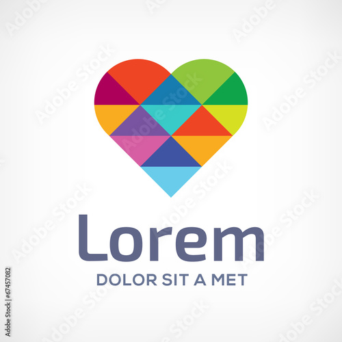 Mosaic heart logo design template.