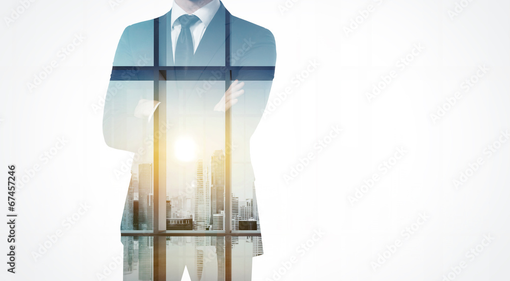 double exposure of man and city double exposure of man and city