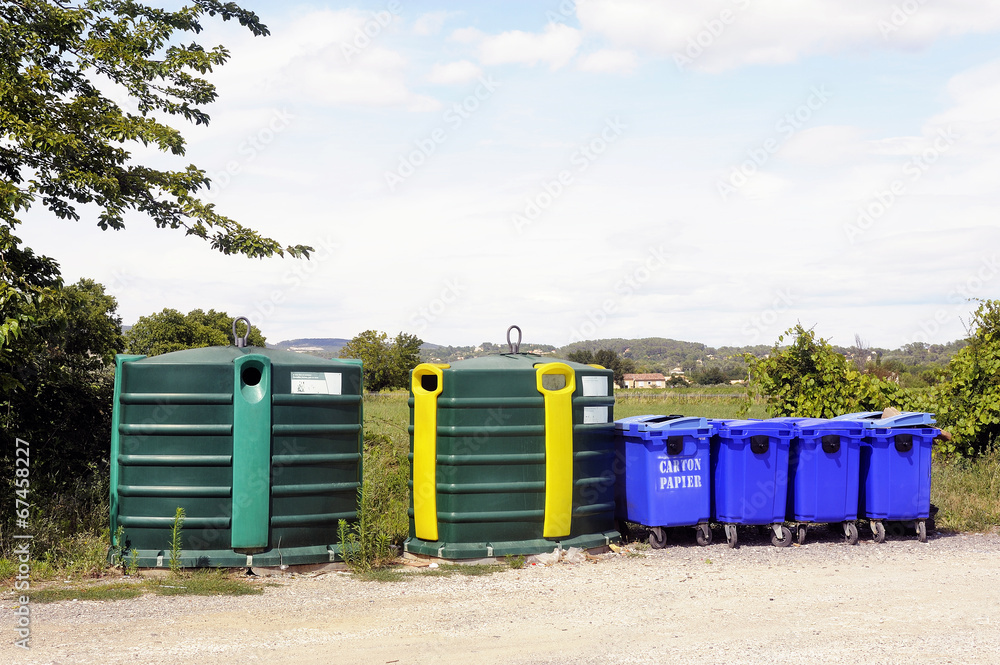 Recycling bin for bottles and jars, plastic and paper Recycling bin for bottles and jars, plastic and paper