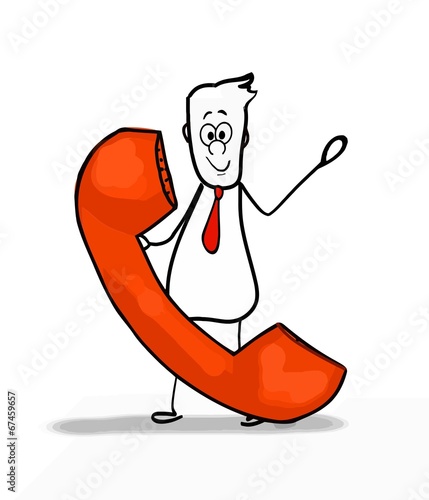 business man with red telephone