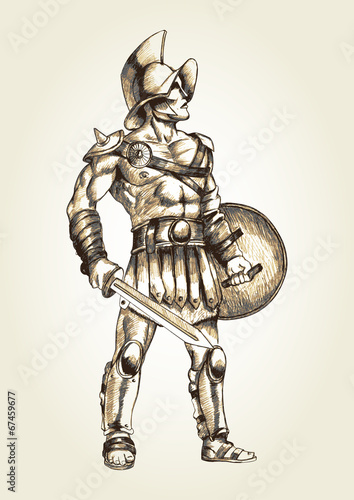 Sketch illustration of a gladiator