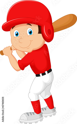 Cartoon boy playing baseball