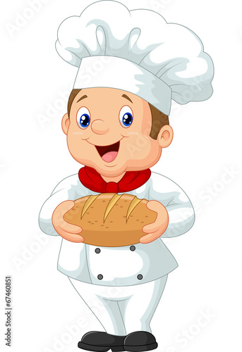 Cartoon chef holding a loaf of bread