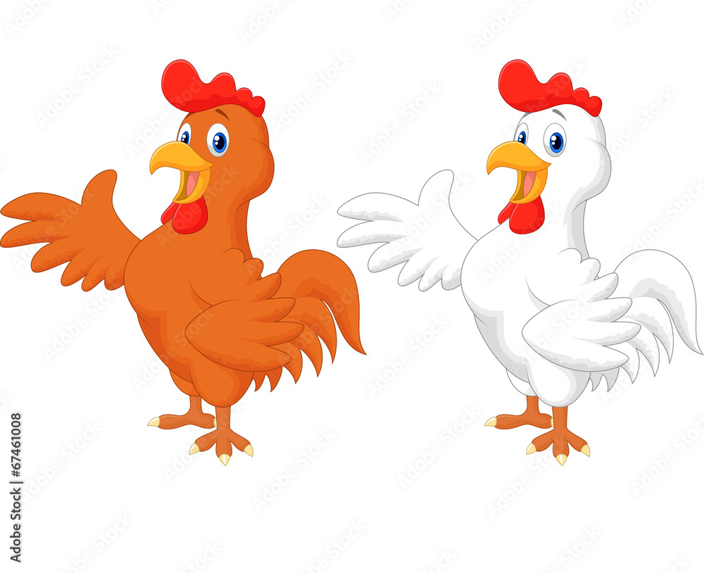 Cute rooster cartoon presenting Cute rooster cartoon presenting
